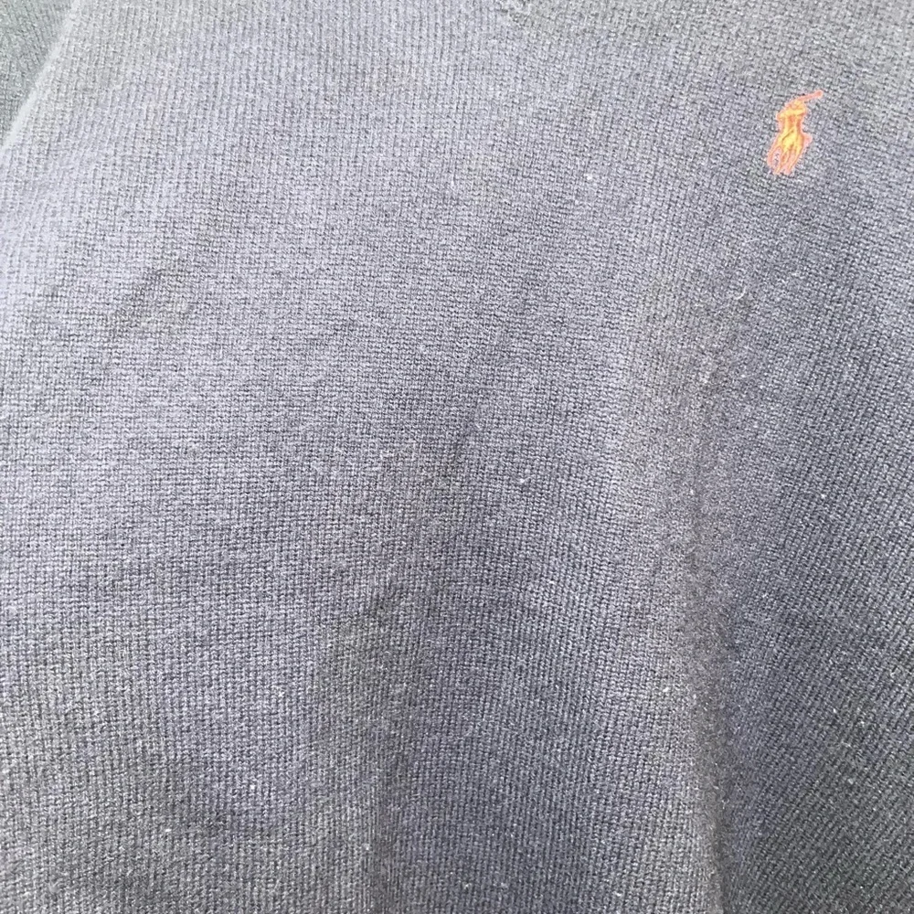 Polo by Ralph Lauren Blue V-Neck Lambs Wool Sweater